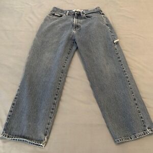 Raw Edge Carpenter Jeans Mens 32x30 Blue Wash Relaxed Straight Denim Skater